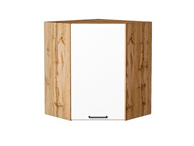 Шкаф верхний угловой Флэт Дуб Вотан, White In 2S, 720 В*Ш*Г 716*600*600, фасад ЛДСП  White In 2S, корпус  Дуб Вотан ms2510VVT_62489