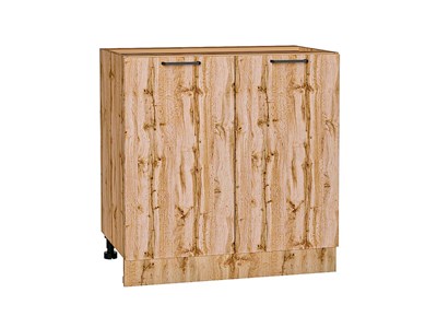 Шкаф нижний с 2-мя дверцами Флэт Дуб Вотан, Wotan Oak 2S, 800 В*Ш*Г 816*800*478, фасад ЛДСП  Wotan Oak 2S, корпус  Дуб Вотан ms2510VVT_62571