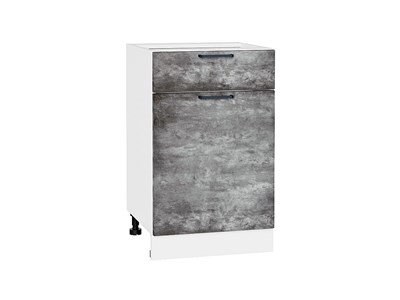 Шкаф нижний с 1-ой дверцей и ящиком Флэт Белый, Temple Stone 2S, 500 В*Ш*Г 816*500*478, фасад ЛДСП  Temple Stone 2S, корпус  Белый ms2510VVT_52688