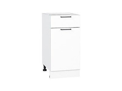 Шкаф нижний с 1-ой дверцей и ящиком Флэт Белый, White In 2S, 400 В*Ш*Г 816*400*478, фасад ЛДСП  White In 2S, корпус  Белый ms2510VVT_55683
