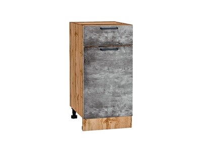 Шкаф нижний с 1-ой дверцей и ящиком Флэт Дуб Вотан, Temple Stone 2S, 400 В*Ш*Г 816*400*478, фасад ЛДСП  Temple Stone 2S, корпус  Дуб Вотан ms2510VVT_62527