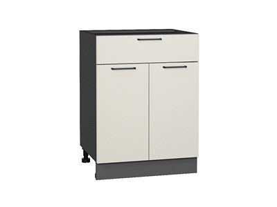 Шкаф нижний с 2-мя дверцами и ящиком Флэт Graphite, Cashmere In 2S, 600 В*Ш*Г 816*600*478, фасад ЛДСП  Cashmere In 2S, корпус  Graphite ms2510VVT_55820
