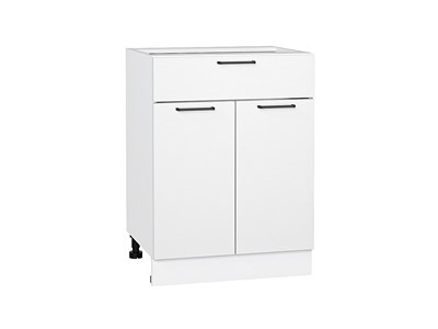 Шкаф нижний с 2-мя дверцами и ящиком Флэт Белый, White In 2S, 600 В*Ш*Г 816*600*478, фасад ЛДСП  White In 2S, корпус  Белый ms2510VVT_55700