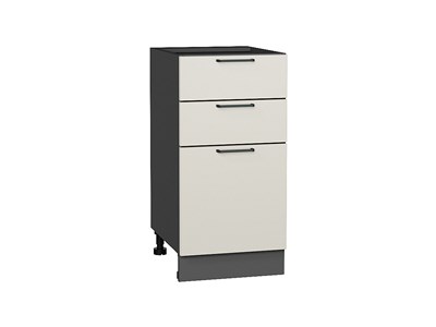 Шкаф нижний с 3-мя ящиками Флэт Graphite, Cashmere In 2S, 400 В*Ш*Г 816*400*478, фасад ЛДСП  Cashmere In 2S, корпус  Graphite ms2510VVT_55805