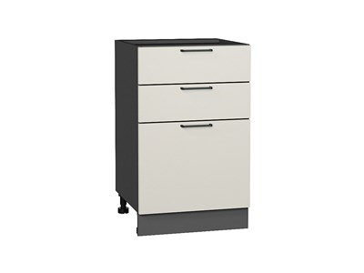 Шкаф нижний с 3-мя ящиками Флэт Graphite, Cashmere In 2S, 500 В*Ш*Г 816*500*478, фасад ЛДСП  Cashmere In 2S, корпус  Graphite ms2510VVT_55806