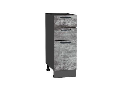 Шкаф нижний с 3-мя ящиками Флэт Graphite, Temple Stone 2S, 300 В*Ш*Г 816*300*478, фасад ЛДСП  Temple Stone 2S, корпус  Graphite ms2510VVT_52743