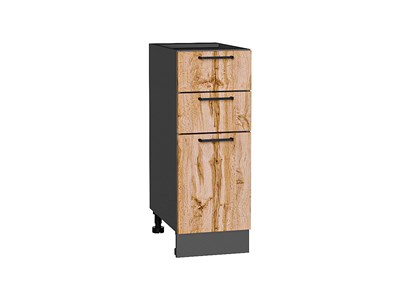 Шкаф нижний с 3-мя ящиками Флэт Graphite, Wotan Oak 2S, 300 В*Ш*Г 816*300*478, фасад ЛДСП  Wotan Oak 2S, корпус  Graphite ms2510VVT_52733