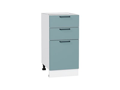 Шкаф нижний с 3-мя ящиками Флэт Белый, Grey-green In 2S, 400 В*Ш*Г 816*400*478, фасад ЛДСП  Grey-green In 2S, корпус  Белый ms2510VVT_56963