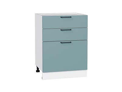 Шкаф нижний с 3-мя ящиками Флэт Белый, Grey-green In 2S, 600 В*Ш*Г 816*600*478, фасад ЛДСП  Grey-green In 2S, корпус  Белый ms2510VVT_56965