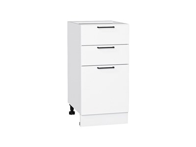Шкаф нижний с 3-мя ящиками Флэт Белый, White In 2S, 400 В*Ш*Г 816*400*478, фасад ЛДСП  White In 2S, корпус  Белый ms2510VVT_55707