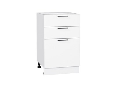 Шкаф нижний с 3-мя ящиками Флэт Белый, White In 2S, 500 В*Ш*Г 816*500*478, фасад ЛДСП  White In 2S, корпус  Белый ms2510VVT_55708