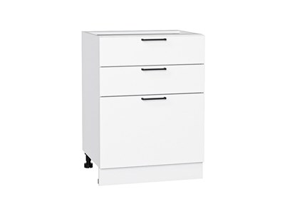 Шкаф нижний с 3-мя ящиками Флэт Белый, White In 2S, 600 В*Ш*Г 816*600*478, фасад ЛДСП  White In 2S, корпус  Белый ms2510VVT_55709