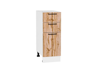 Шкаф нижний с 3-мя ящиками Флэт Белый, Wotan Oak 2S, 300 В*Ш*Г 816*300*478, фасад ЛДСП  Wotan Oak 2S, корпус  Белый ms2510VVT_52728
