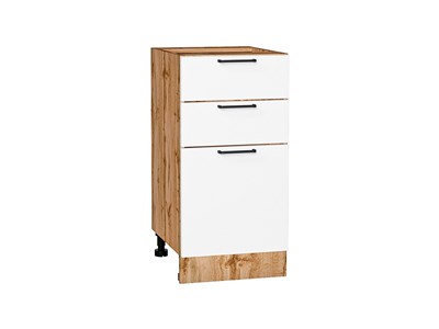 Шкаф нижний с 3-мя ящиками Флэт Дуб Вотан, White In 2S, 400 В*Ш*Г 816*400*478, фасад ЛДСП  White In 2S, корпус  Дуб Вотан ms2510VVT_62579