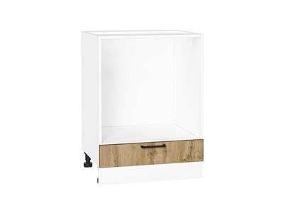 Шкаф нижний под духовку Флэт Белый, Wotan Oak 2S, 600 В*Ш*Г 816*600*476, фасад ЛДСП  Wotan Oak 2S, корпус  Белый ms2510VVT_52676