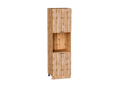 Шкаф пенал с 2-мя дверцами под технику Флэт Дуб Вотан, Wotan Oak 2S, 2140 В*Ш*Г 2132*600*574, фасад ЛДСП  Wotan Oak 2S, корпус  Дуб Вотан ms2510VVT_62625