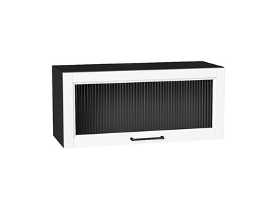 Шкаф верхний горизонтальный остекленный Сканди Graphite, White Silkwood, 800 В*Ш*Г 358*800*320, фасад МДФ/Стекло  White Silkwood, корпус  Graphite ms2510VVT_70152