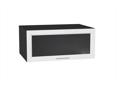 Шкаф верхний горизонтальный остекленный глубокий Сканди Graphite, White Softwood, 800 В*Ш*Г 358*800*576, фасад МДФ/Стекло  White Softwood, корпус  Graphite ms2510VVT_56136