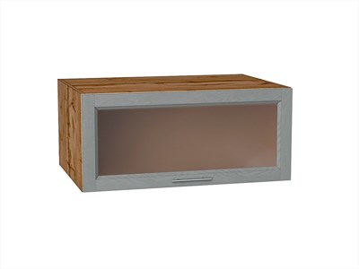 Шкаф верхний горизонтальный остекленный глубокий Сканди Дуб Вотан, Grey Softwood, 800 В*Ш*Г 358*800*576, фасад МДФ/Стекло  Grey Softwood, корпус  Дуб Вотан ms2510VVT_62834