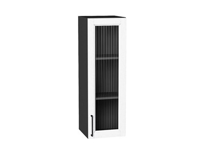 Шкаф верхний с 1-ой остекленной дверцей Сканди Graphite, White Silkwood, 920, 300 В*Ш*Г 920*300*320, фасад МДФ/Стекло  White Silkwood, корпус  Graphite ms2510VVT_70243