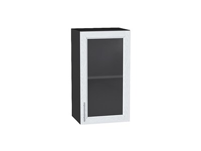 Шкаф верхний с 1-ой остекленной дверцей Сканди Graphite, White Softwood, 720, 400 В*Ш*Г 716*400*320, фасад МДФ/Стекло  White Softwood, корпус  Graphite ms2510VVT_56188