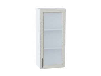 Шкаф верхний с 1-ой остекленной дверцей Сканди Белый, Cappuccino Softwood, 920, 400 В*Ш*Г 920*400*320, фасад МДФ/Стекло  Cappuccino Softwood, корпус  Белый ms2510VVT_41481