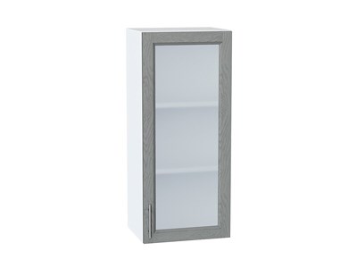 Шкаф верхний с 1-ой остекленной дверцей Сканди Белый, Grey Softwood, 920, 400 В*Ш*Г 920*400*320, фасад МДФ/Стекло  Grey Softwood, корпус  Белый ms2510VVT_41485