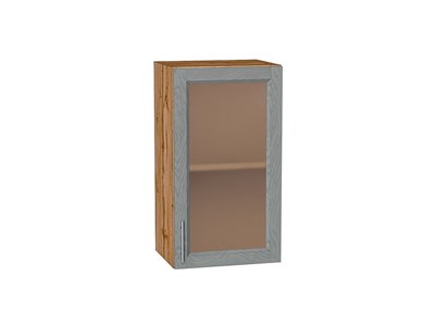 Шкаф верхний с 1-ой остекленной дверцей Сканди Дуб Вотан, Grey Softwood, 720, 400 В*Ш*Г 716*400*320, фасад МДФ/Стекло  Grey Softwood, корпус  Дуб Вотан ms2510VVT_62924