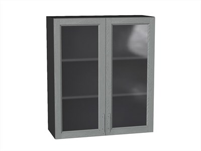 Шкаф верхний с 2-мя остекленными дверцами Сканди Graphite, Grey Softwood, 920, 800 В*Ш*Г 920*800*320, фасад МДФ/Стекло  Grey Softwood, корпус  Graphite ms2510VVT_41673