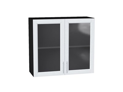Шкаф верхний с 2-мя остекленными дверцами Сканди Graphite, White Softwood, 720, 800 В*Ш*Г 716*800*320, фасад МДФ/Стекло  White Softwood, корпус  Graphite ms2510VVT_56218