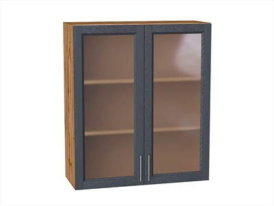 Шкаф верхний с 2-мя остекленными дверцами Сканди Дуб Вотан, Graphite Softwood, 920, 800 В*Ш*Г 920*800*320, фасад МДФ/Стекло  Graphite Softwood, корпус  Дуб Вотан ms2510VVT_62965