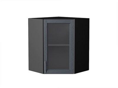 Шкаф верхний угловой остекленный Сканди Graphite, Graphite Softwood, 720 В*Ш*Г 716*600*600, фасад МДФ/Стекло  Graphite Softwood, корпус  Graphite ms2510VVT_41704