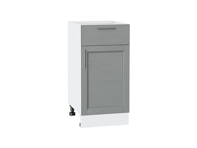 Шкаф нижний с 1-ой дверцей и ящиком Сканди Белый, Grey Softwood, 400 В*Ш*Г 816*400*480, фасад МДФ  Grey Softwood, корпус  Белый ms2510VVT_41871