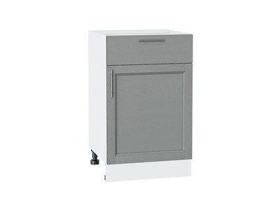 Шкаф нижний с 1-ой дверцей и ящиком Сканди Белый, Grey Softwood, 500 В*Ш*Г 816*500*480, фасад МДФ  Grey Softwood, корпус  Белый ms2510VVT_41882