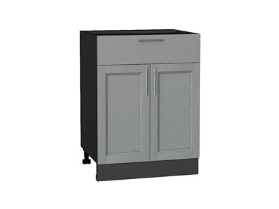 Шкаф нижний с 2-мя дверцами и ящиком Сканди Graphite, Grey Softwood, 600 В*Ш*Г 816*600*480, фасад МДФ  Grey Softwood, корпус  Graphite ms2510VVT_41971