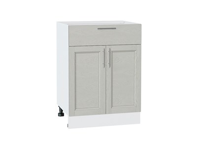 Шкаф нижний с 2-мя дверцами и ящиком Сканди Белый, Cappuccino Softwood, 600 В*Ш*Г 816*600*480, фасад МДФ  Cappuccino Softwood, корпус  Белый ms2510VVT_41966