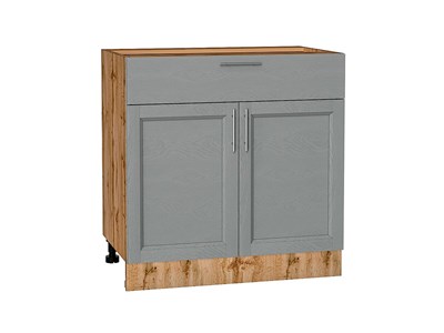 Шкаф нижний с 2-мя дверцами и ящиком Сканди Дуб Вотан, Grey Softwood, 800 В*Ш*Г 816*800*480, фасад МДФ  Grey Softwood, корпус  Дуб Вотан ms2510VVT_63031