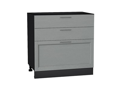 Шкаф нижний с 3-мя ящиками Сканди Graphite, Grey Softwood, 800 В*Ш*Г 816*800*480, фасад МДФ  Grey Softwood, корпус  Graphite ms2510VVT_41938