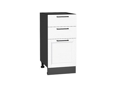 Шкаф нижний с 3-мя ящиками Сканди Graphite, White Silkwood, 400 В*Ш*Г 816*400*480, фасад МДФ  White Silkwood, корпус  Graphite ms2510VVT_70332