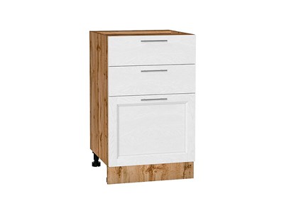 Шкаф нижний с 3-мя ящиками Сканди Дуб Вотан, White Softwood, 500 В*Ш*Г 816*500*480, фасад МДФ  White Softwood, корпус  Дуб Вотан ms2510VVT_63047