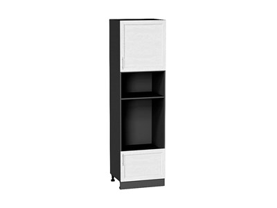 Шкаф пенал с 1-ой дверцей и ящиком под технику Сканди Graphite, White Softwood, 2140 В*Ш*Г 2132*600*576, фасад МДФ  White Softwood, корпус  Graphite ms2510VVT_56280