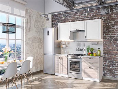 Кухонный гарнитур модульный Лофт-05 В*Ш*Г 2140*1800*600, фасад МДФ  Super White/Cappuccino Veralinga, корпус  Белый, столешница  Антарес ms2510VVT_60733
