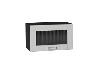 Шкаф верхний горизонтальный остекленный Лофт Graphite, Grey Silk, 600 В*Ш*Г 358*600*320, фасад МДФ/Стекло  Grey Silk, корпус  Graphite ms2510VVT_69564