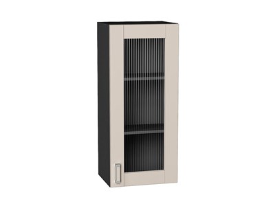 Шкаф верхний с 1-ой остекленной дверцей Лофт Graphite, Cream Silk, 920, 400 В*Ш*Г 920*400*320, фасад МДФ/Стекло  Cream Silk, корпус  Graphite ms2510VVT_71506