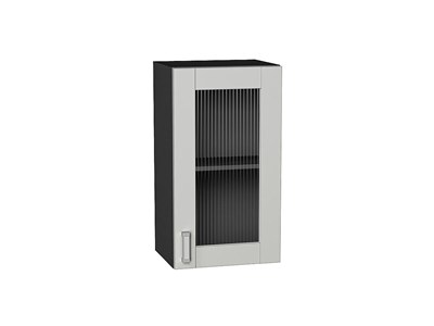 Шкаф верхний с 1-ой остекленной дверцей Лофт Graphite, Grey Silk, 720, 400 В*Ш*Г 716*400*320, фасад МДФ/Стекло  Grey Silk, корпус  Graphite ms2510VVT_69621
