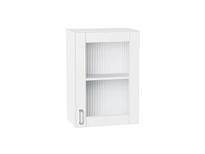 Шкаф верхний с 1-ой остекленной дверцей Лофт Белый, White Silk, 720, 500 В*Ш*Г 716*500*320, фасад МДФ/Стекло  White Silk, корпус  Белый ms2510VVT_60031