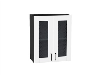 Шкаф верхний с 2-мя остекленными дверцами Лофт Graphite, Super White, 720, 600 В*Ш*Г 716*600*320, фасад МДФ/Стекло  Super White, корпус  Graphite ms2510VVT_55246