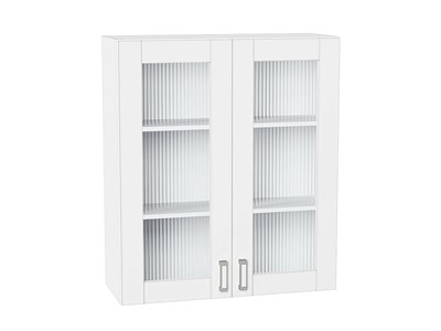 Шкаф верхний с 2-мя остекленными дверцами Лофт Белый, White Silk, 920, 800 В*Ш*Г 920*800*320, фасад МДФ/Стекло  White Silk, корпус  Белый ms2510VVT_60052