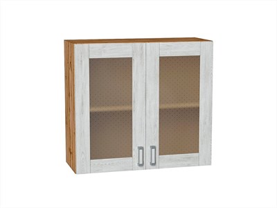 Шкаф верхний с 2-мя остекленными дверцами Лофт Дуб Вотан, Nordic Oak, 720, 800 В*Ш*Г 716*800*320, фасад МДФ/Стекло  Nordic Oak, корпус  Дуб Вотан ms2510VVT_63243
