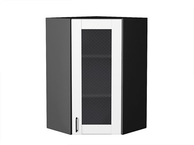 Шкаф верхний угловой остекленный Лофт Graphite, Super White, 920 В*Ш*Г 920*600*600, фасад МДФ/Стекло  Super White, корпус  Graphite ms2510VVT_55277
